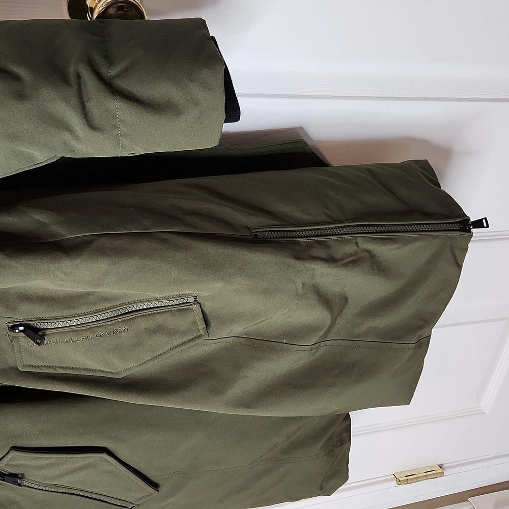 Lauren Ralph Lauren down puffer jacket army green midlength Small - Picture 4 of 12